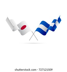 Japan and Nicaragua flags. Vector illustration.