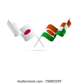 Japan and Niger flags. Vector illustration.