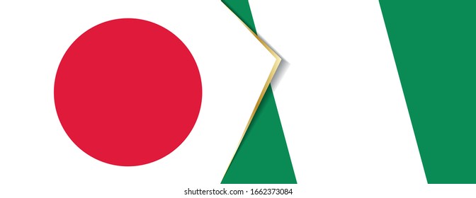 Japan and Nigeria flags, two vector flags symbol of relationship or confrontation.