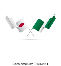 Japan and Nigeria flags. Vector illustration.