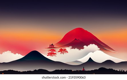 Japan night vector illutsration wallpaper