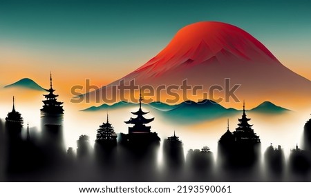 Japan night vector illutsration wallpaper