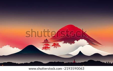 Japan night vector illutsration wallpaper