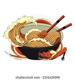 japan noodle illustration for tshirt design