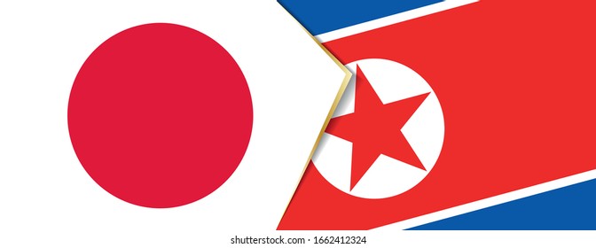 Japan and North Korea flags, two vector flags symbol of relationship or confrontation.