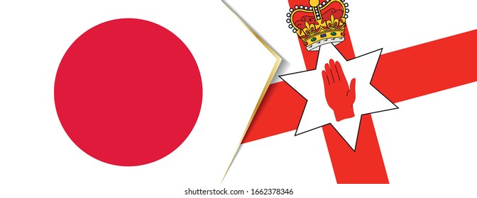Japan and Northern Ireland flags, two vector flags symbol of relationship or confrontation.
