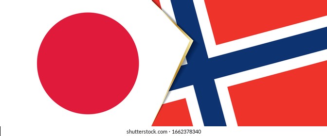 Japan and Norway flags, two vector flags symbol of relationship or confrontation.