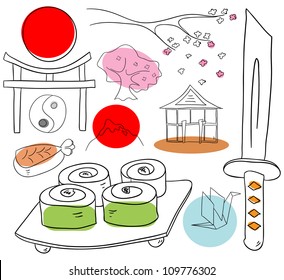 Japan objects are isolated on a white background