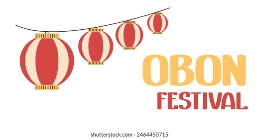 Japan Obon festival. Japanese summer celebration. Vector flat banner.