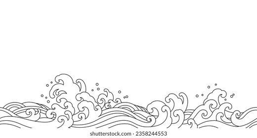 japan ocean sea wave oriental style seamless pattern vector illustration