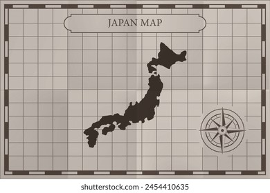 Japan old classic country map. Vintage antique map paper style.