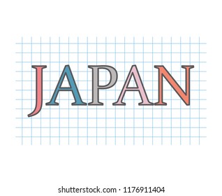 Japan on checkered paper texture- vector illustration