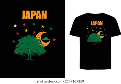Japan is one of the cooling country in the world, so lovely, star and moon, this t- shirt stay at tree.