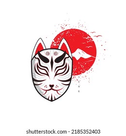 Japan Oni Kitsune Mask Vector Ilustration