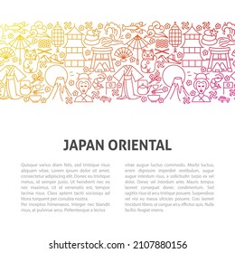 Japan Oriental Line Template. Vector Illustration of Outline Design.