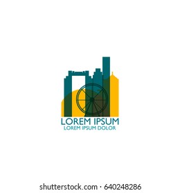 Japan Osaka city modern panorama silhouette shape vector logo icon