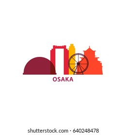 Japan Osaka city modern panorama silhouette shape vector logo banner