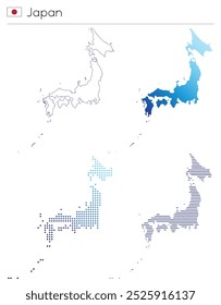 Japan - outline, gradient, dotted and lines geometrical country shape