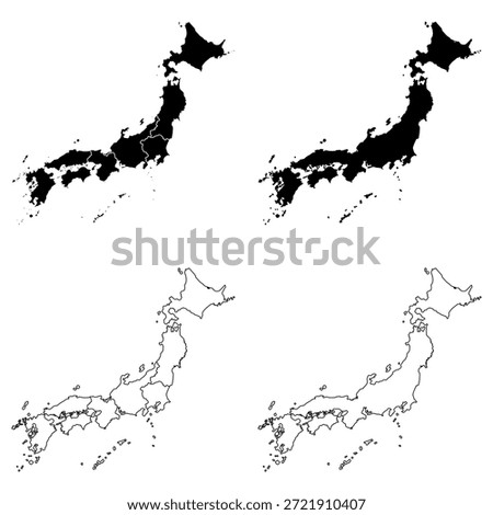 Japan Outline and Solid Fill Map Set.