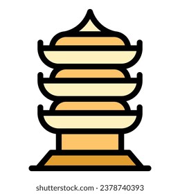 Japan pagoda icon outline vector. Chinese building. Temple palace color flat