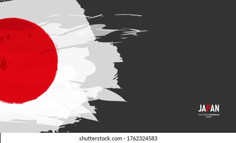 El fondo de la bandera pintada en Japón. Bandera del trazo del pincel grunge vectorial. Plantilla de banner.