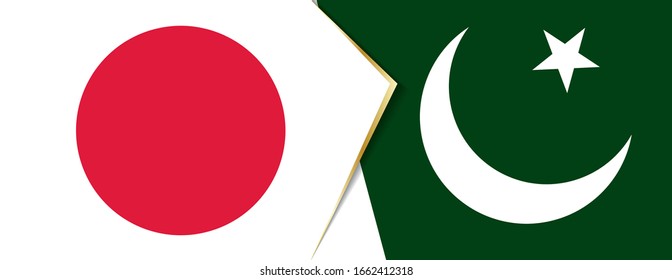 Japan and Pakistan flags, two vector flags symbol of relationship or confrontation.