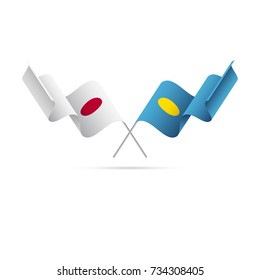 Japan and Palau flags. Vector illustration.