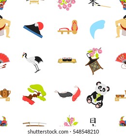 Japan pattern icons in cartoon style. Big collection of Japan vector illustration symbol.