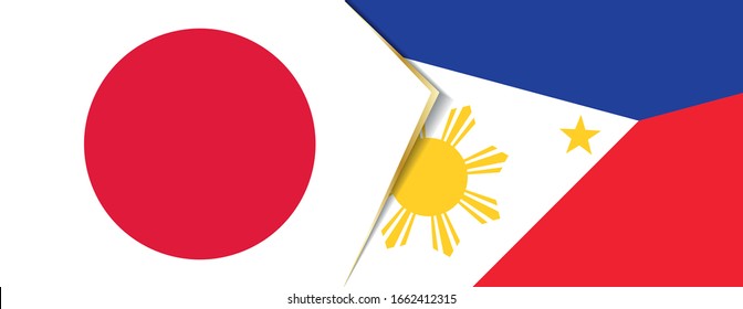 Japan and Philippines flags, two vector flags symbol of relationship or confrontation.