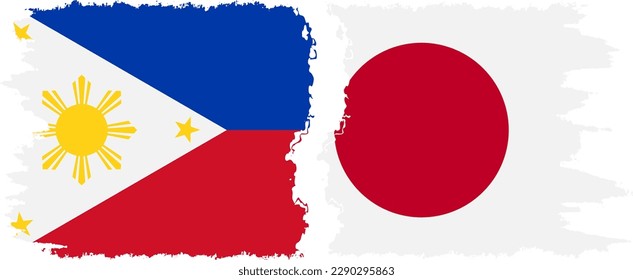 Japan and Philippines grunge flags connection, vector