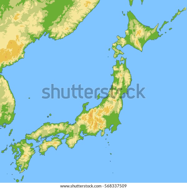 Japan Physical Vector Map Stock Vector (Royalty Free) 568337509