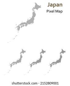 Japan pixel map vector isolated on white background.