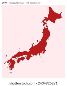 Japan plain country map. High Details. Solid style. Shape of Japan. Vector illustration.
