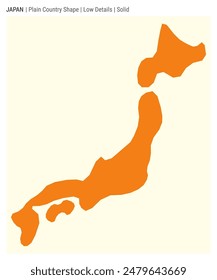 Japan plain country map. Low Details. Solid style. Shape of Japan. Vector illustration.