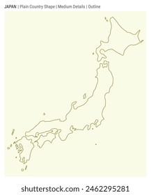 Japan plain country map. Medium Details. Outline style. Shape of Japan. Vector illustration.