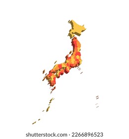 Japan political map of administrative divisions - prefectures, metropilis Tokyo, territory Hokaido and urban prefectures Kyoto and Osaka. Map with labels.