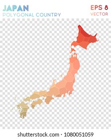 Japan polygonal, mosaic style country map. Nice low poly style, modern design for infographics or presentations.