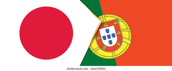 Japan and Portugal flags, two vector flags symbol of relationship or confrontation.