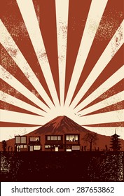 Japan Poster, Landscape of Kyoto in Japan, vector