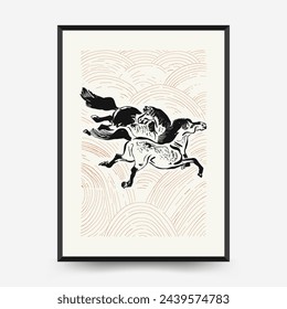 Japan posters template. Modern japanese trendy black style. Vintage flowers. 