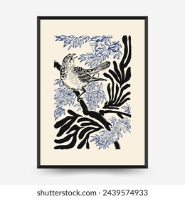 Japan posters template. Modern japanese trendy black style. Vintage flowers. 