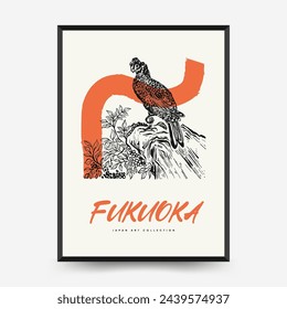 Japan posters template. Modern japanese trendy black style. Vintage flowers. 