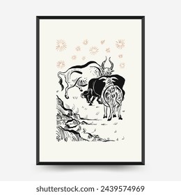 Japan posters template. Modern japanese trendy black style. Vintage flowers. 