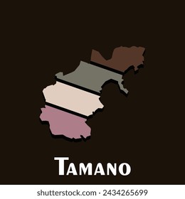 Japan Prefecture Map with City of Tamano simple design on brown background