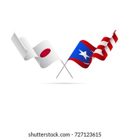 Japan and Puerto Rico flags. Vector illustration.