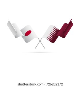 Japan and Qatar flags. Vector illustration.