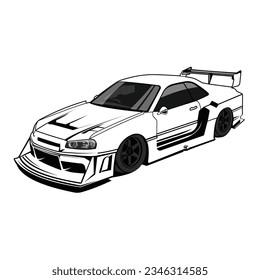 diseño de vectores planos de autos de carrera de japón