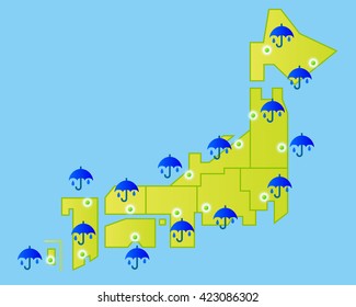 Japan rain weather forecast, Vector Illustration
