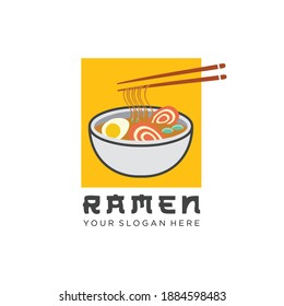 Japan ramen noodle logo design inspiration. Japanese food Ramen Vector Logo Template, Japanese restaurant food icon design flat illustration
