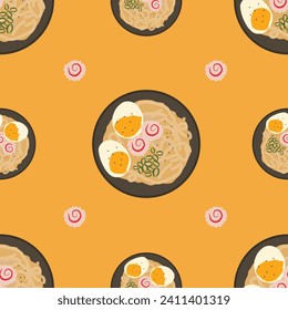 Japan ramen noodle seamless pattern